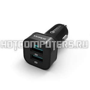 Автомобильное зарядное устройство ROMOSS AU36P мощностью 36W на 2 USB-порта c функцией быстрой зарядки Qualcomm Quick Charge 3.0. Цвет черный