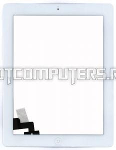 Сенсорное стекло (тачскрин) 9.7", для iPad 2 белое + кнопка home