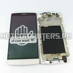 Модуль (матрица + тачскрин) для смартфона LG G3 Mini D722, D724, D725 белый с рамкой