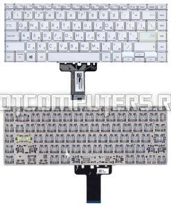 Клавиатура для ноутбука Asus K413JA серебристая с подсветкой
